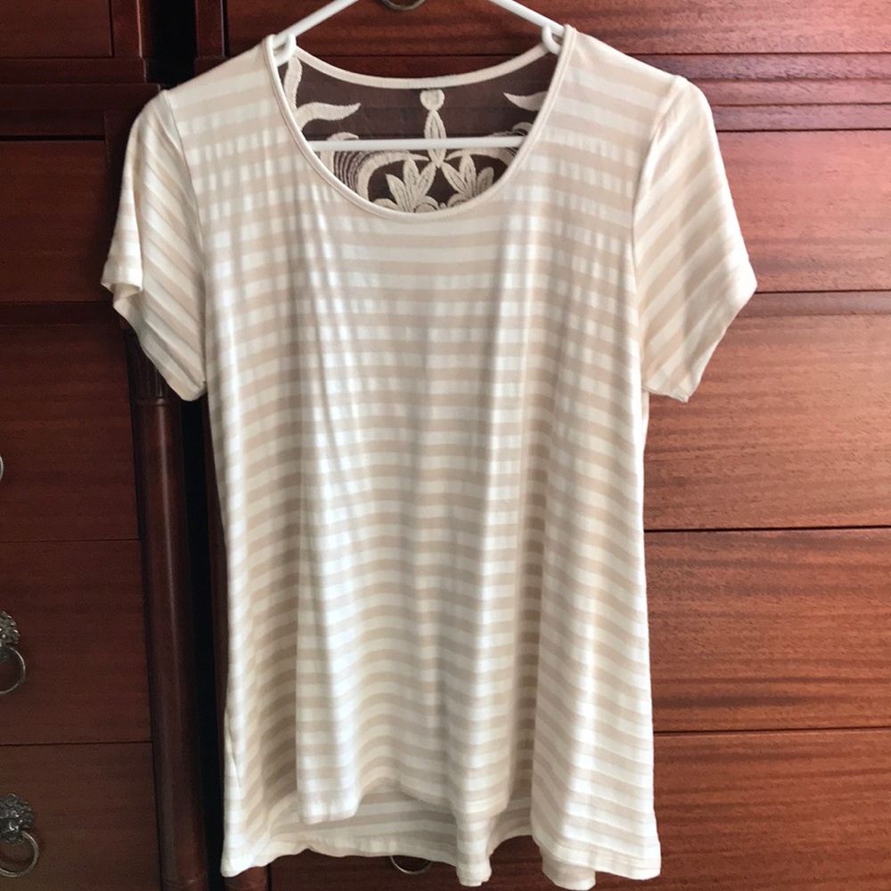 Stripe Top with Lace Detail